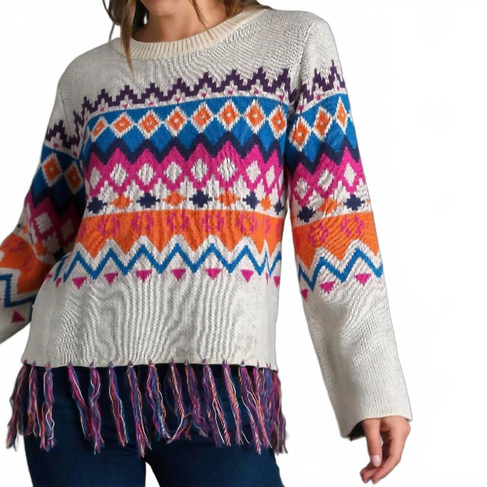 NEW UMGEE women's michaela abstract print sweater in multicolor